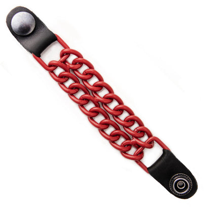 Milwaukee Leather MLA1092 Red 4 Inch Single Vest Extender - Double Chrome Chains w/ Genuine Leather