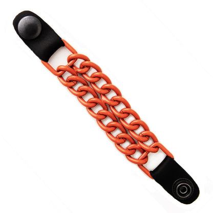 Milwaukee Leather MLA1093 Orange 4 Inch Single Vest Extender - Double Chrome Chains w/ Genuine Leather