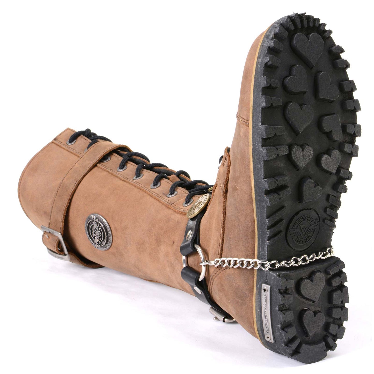 Milwaukee Leather Silver 12 Gauge Shell Medallion Boot Chain with Adjustable Strap - MLA3005