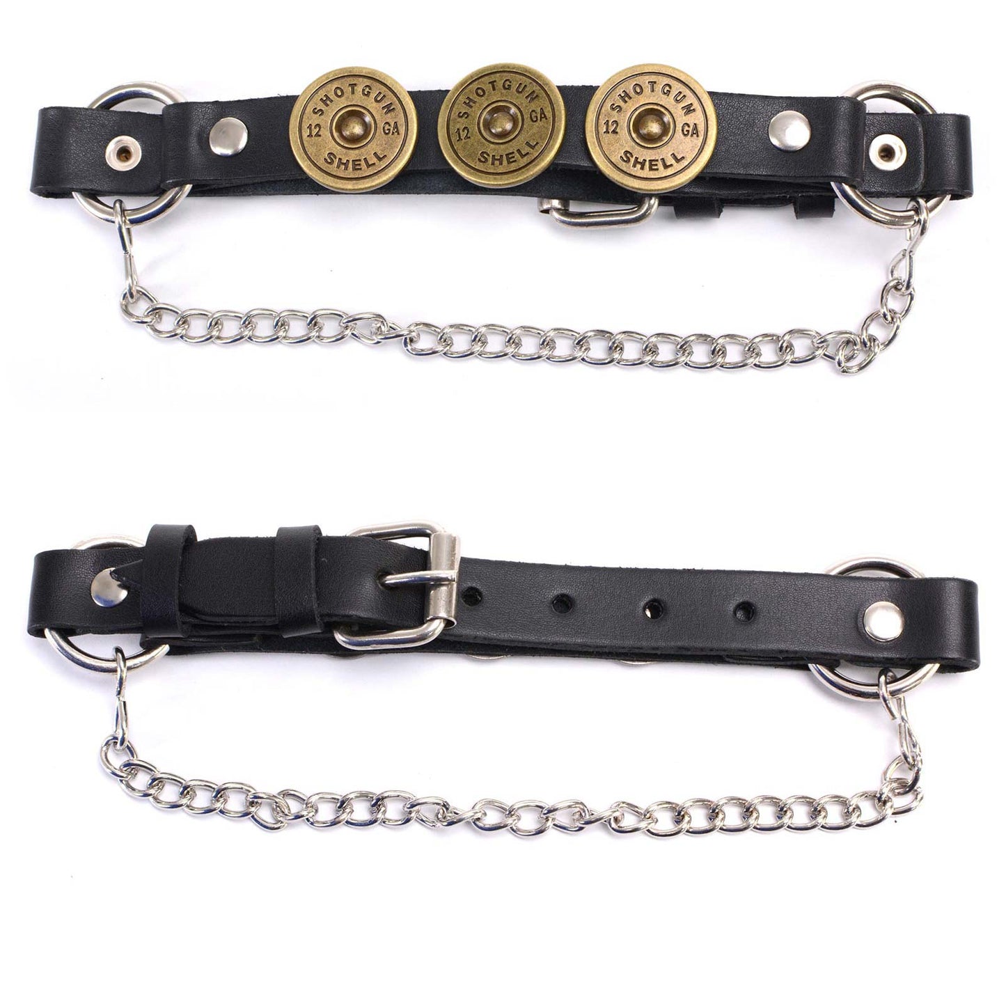 Milwaukee Leather Silver 12 Gauge Shell Medallion Boot Chain with Adjustable Strap - MLA3005
