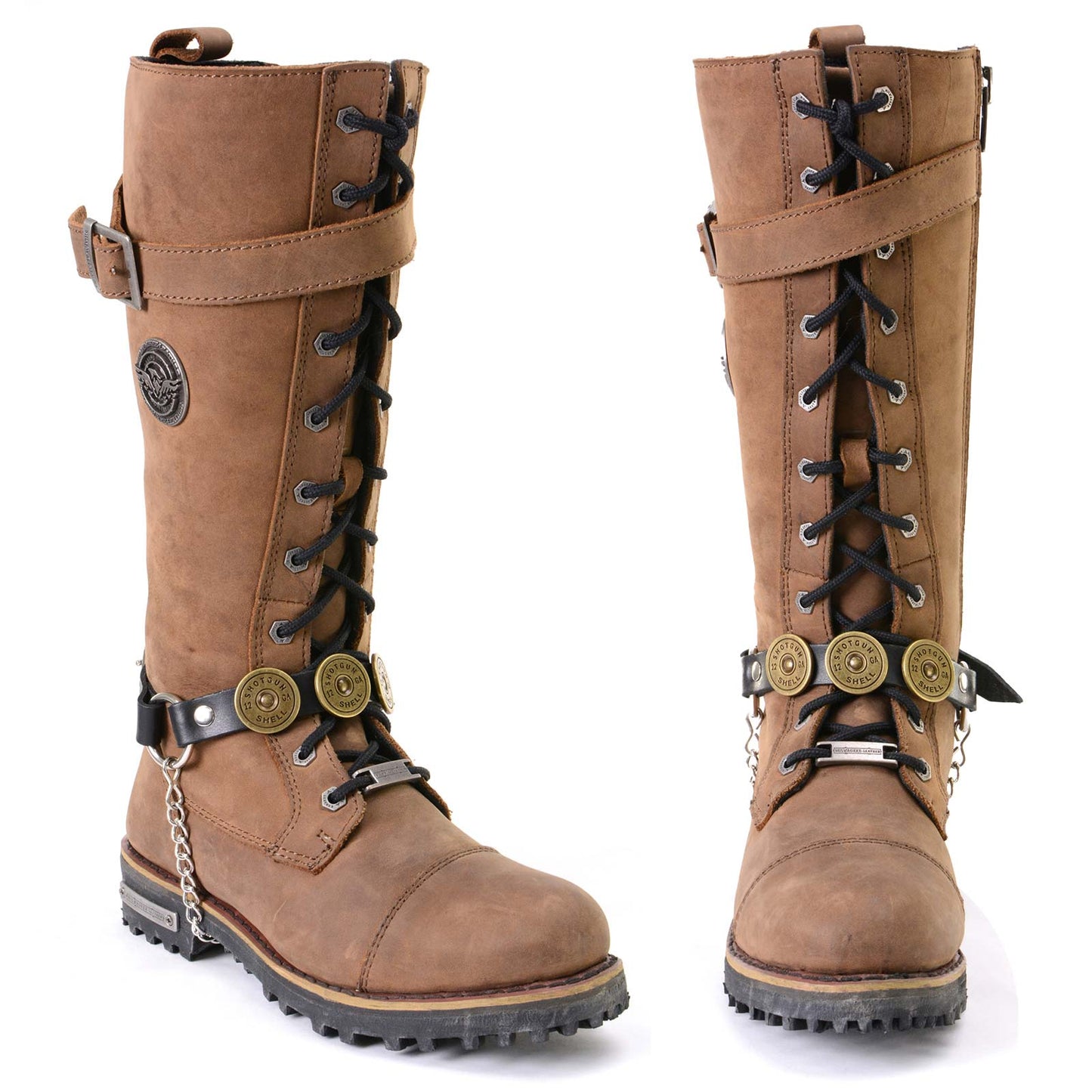 Milwaukee Leather Silver 12 Gauge Shell Medallion Boot Chain with Adjustable Strap - MLA3005