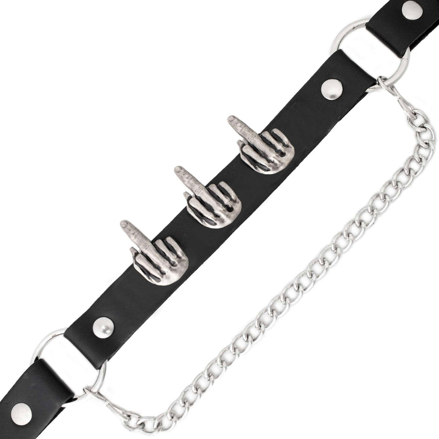 Milwaukee Leather Silver Middle Finger Emblem Boot Chain with Adjustable Strap - MLA3012