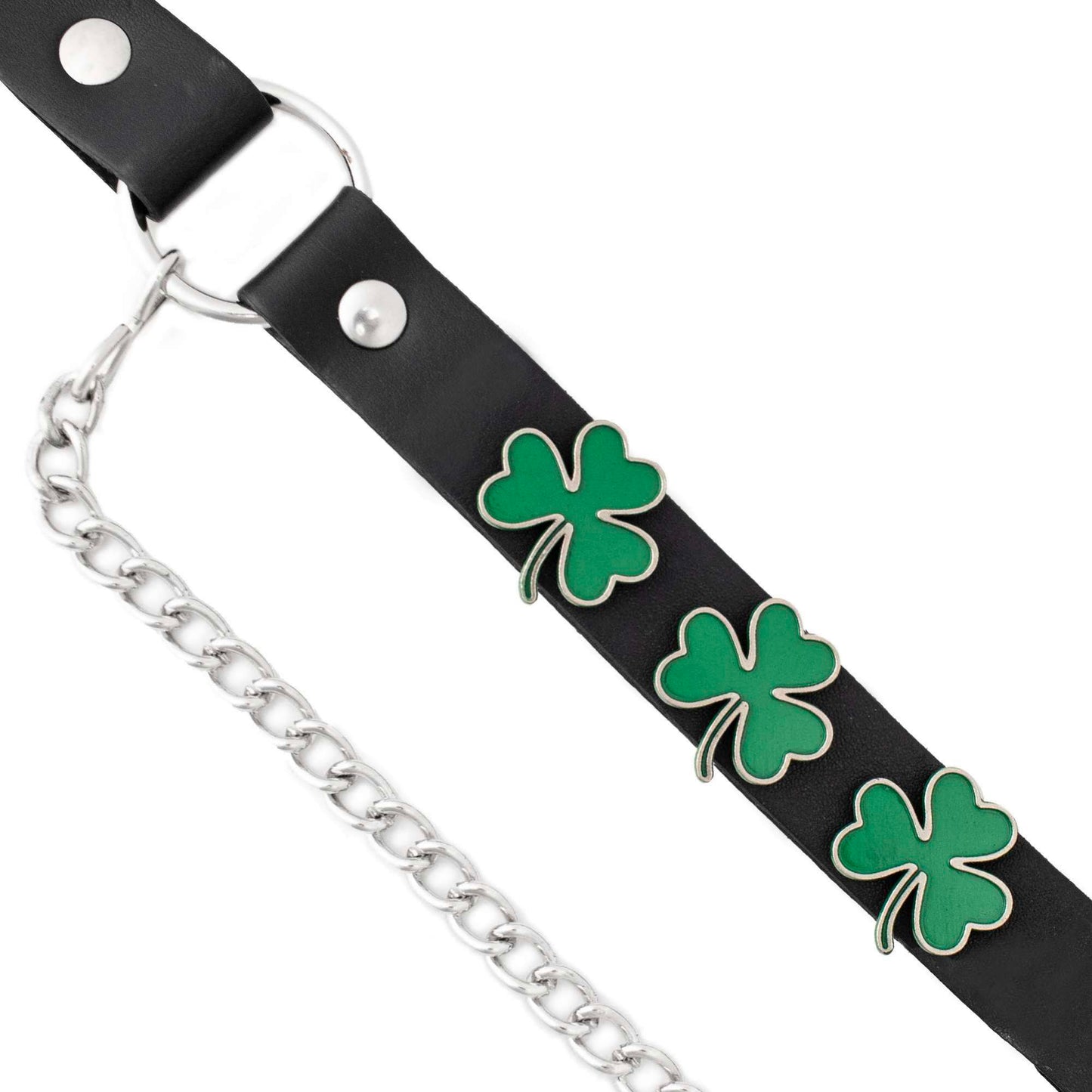 Milwaukee Leather Silver Four‑Leaf Clover Emblem Boot Chain with Adjustable Strap - MLA3014