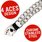 Milwaukee Leather 4 Aces Medallion Vest Extender - Double Chrome Chains Genuine Leather 6.5" Extension 4-PCS MLA6007SET