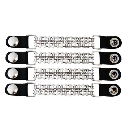 Milwaukee Leather Classic Chrome Snap Button Vest Extender w/ Genuine Leather 6.5" Extension 4-PCS MLA6010SET