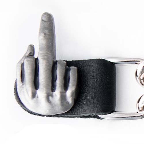 Milwaukee Leather 4-Piece Vest Extender Set - Middle Finger, Double Chrome Chains, 4-Inch-MLA6033SET