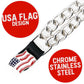 Milwaukee Leather American Flag Medallion Vest Extender - Double Chrome Chains Genuine Leather 8.5" Extension MLA1042-Single