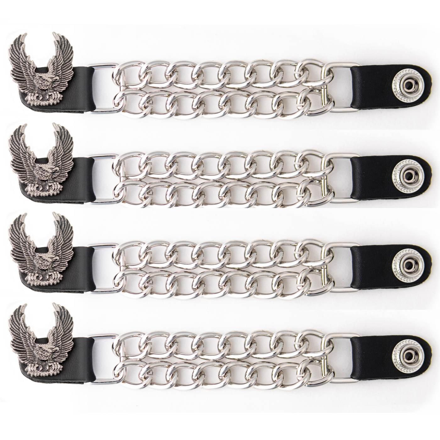 Milwaukee Leather 4-Piece Vest Extender Set - Eagle With Wings, Double Chrome Chains, 4-Inch-MLA6046SET