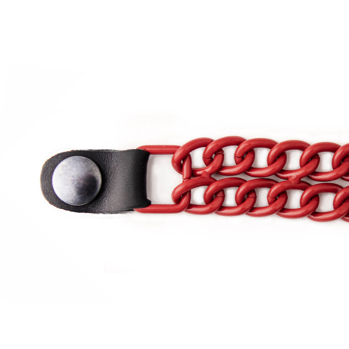 Milwaukee Leather MLA1092 Red 4 Inch Single Vest Extender - Double Chrome Chains w/ Genuine Leather