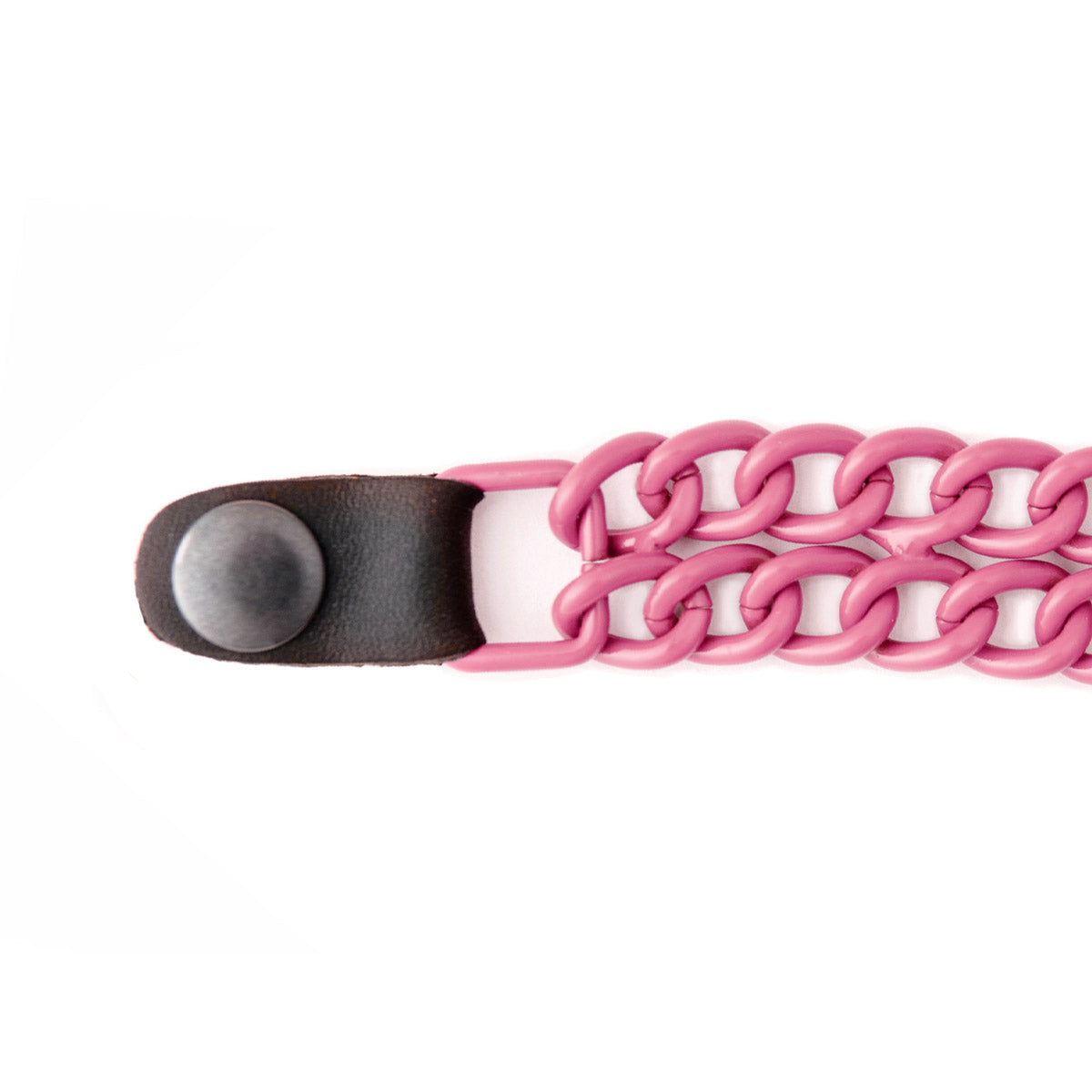 Milwaukee Leather MLA1094 Pink 4 Inch Single Vest Extender - Double Chrome Chains w/ Genuine Leather