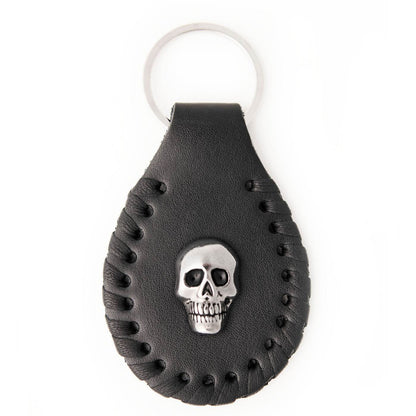 Milwaukee Leather Black Skull Head Pewter Emblem Key Chain - MLA9505