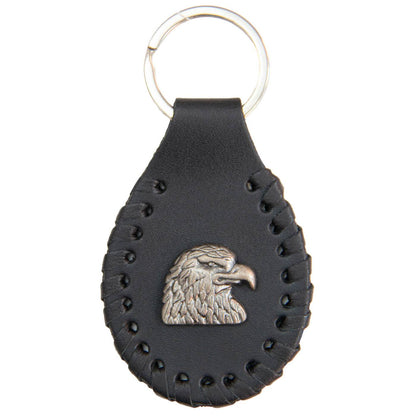 Milwaukee Leather Eagle Head Pewter Emblem Black Key Chain - MLA9506