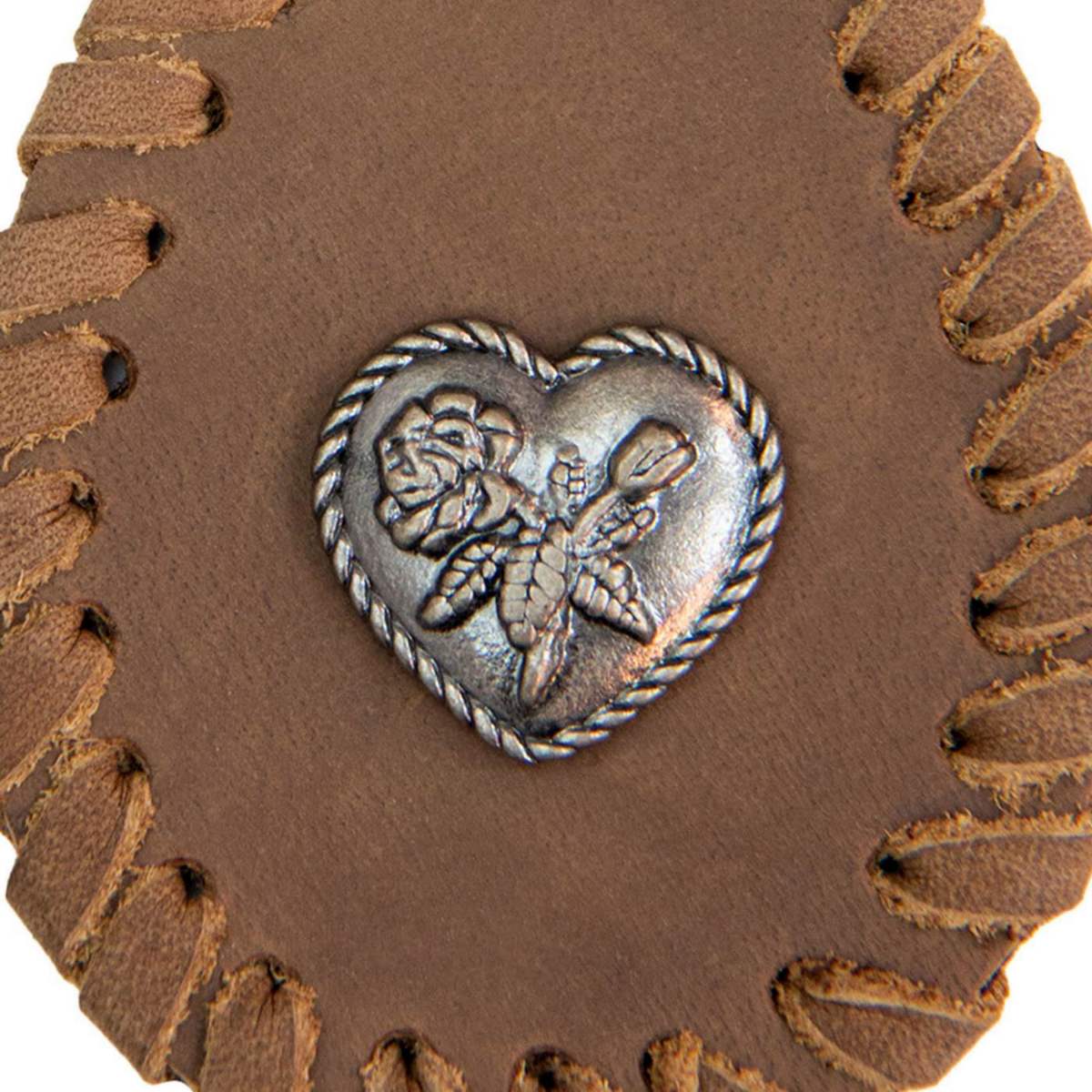 Milwaukee Leather Black Rose Heart Pewter Emblem Key Chain - MLA9515