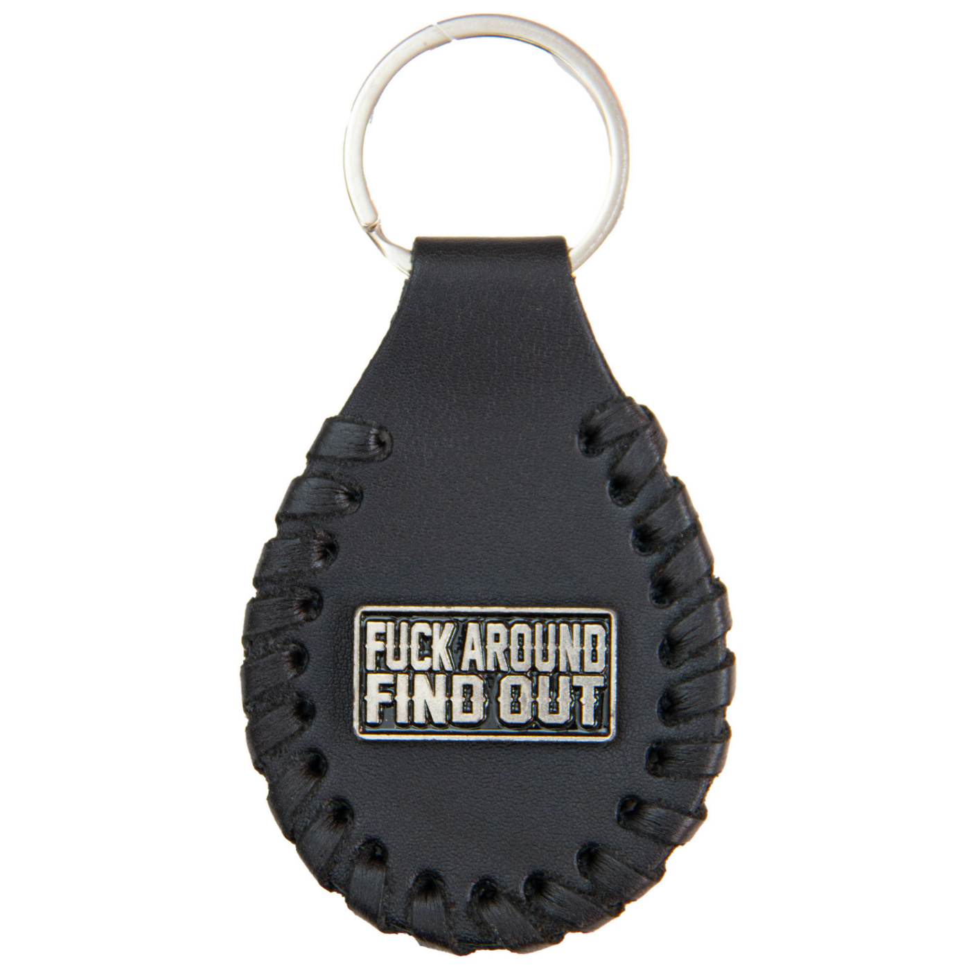 Milwaukee Leather Black F Around Find Out Pewter Emblem Key Chain - MLA9519