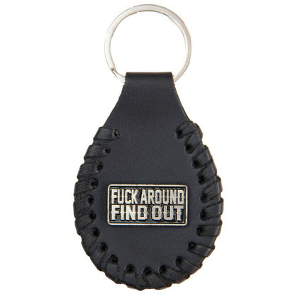 Milwaukee Leather Black F Around Find Out Pewter Emblem Key Chain - MLA9519