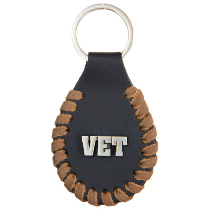 Milwaukee Leather Black and Brown VET Pewter Emblem Key Chain - MLA9520