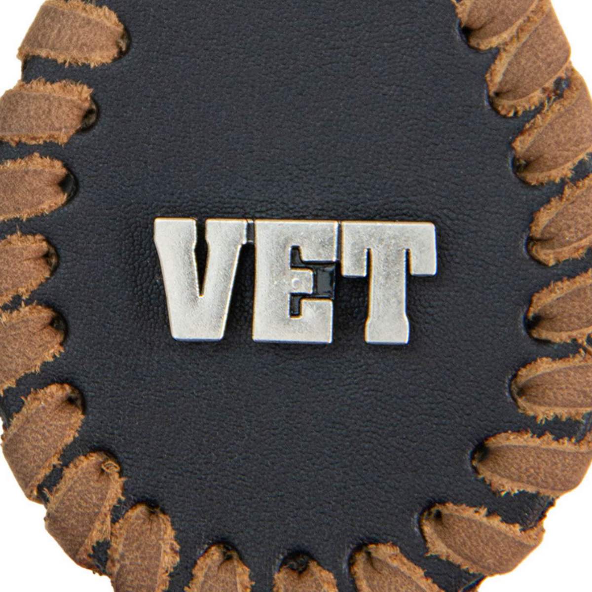 Milwaukee Leather Black and Brown VET Pewter Emblem Key Chain - MLA9520