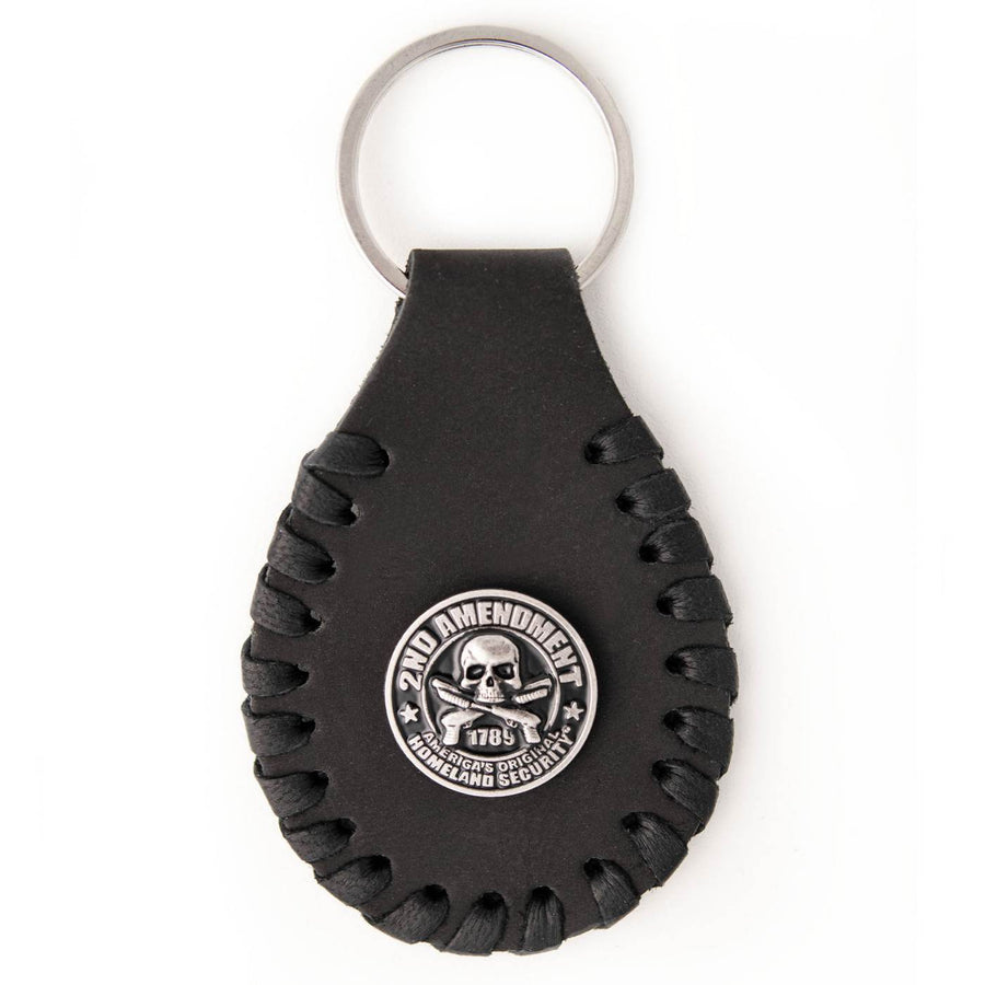 Milwaukee Leather Black 2nd Amendment Pewter Emblem Key Chain - MLA9523