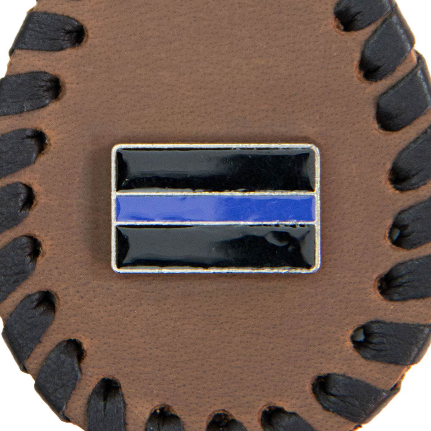 Milwaukee Leather Black -Thin Blue Line Pewter Emblem Key Chain - MLA9524