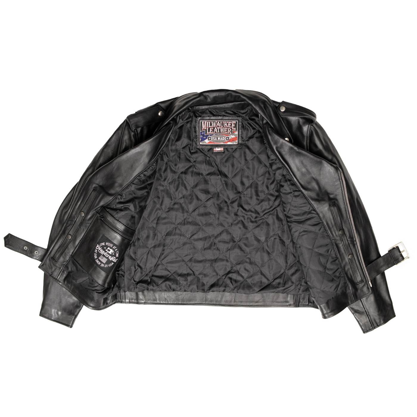 Milwaukee Leather USA MADE MLJKM5009 Men's Black The Dean Premium Leather Throwback Motorcycle Jacket