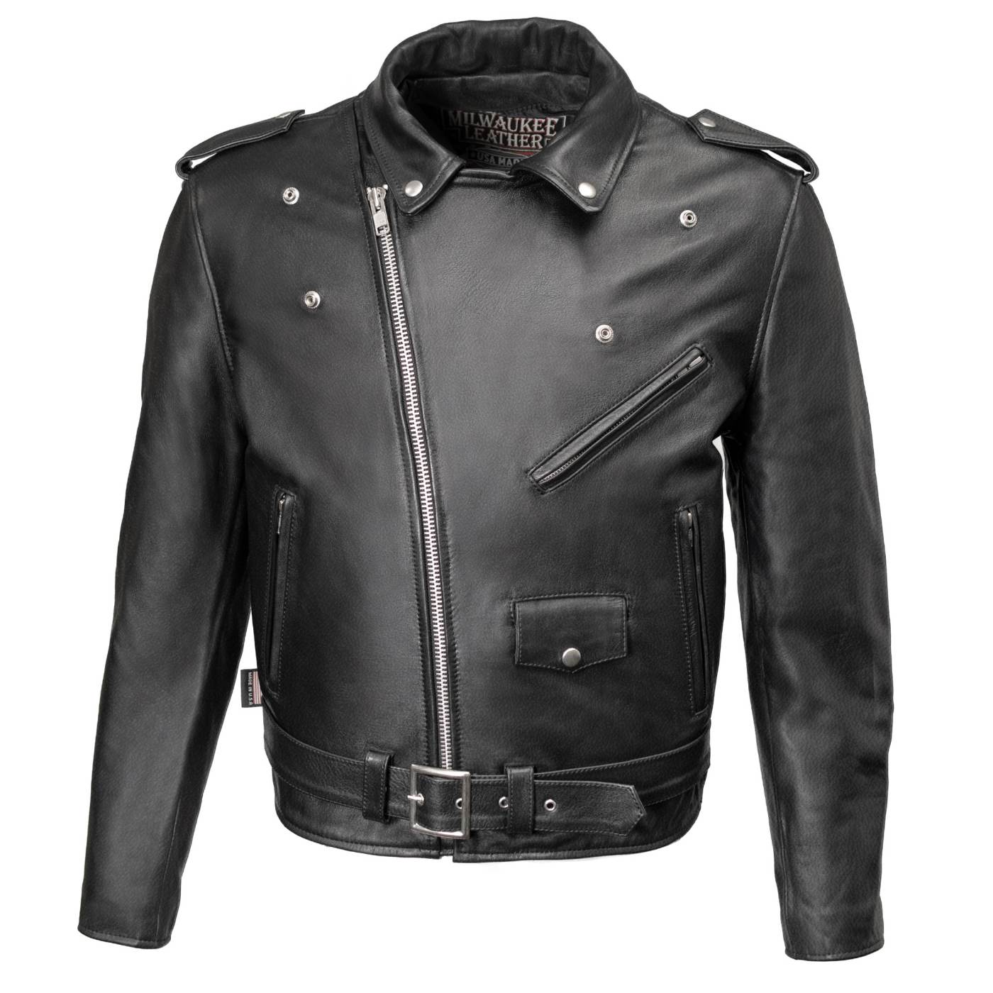 Milwaukee Leather USA MADE MLJKM5009 Men's Black The Dean Premium Leather Throwback Motorcycle Jacket