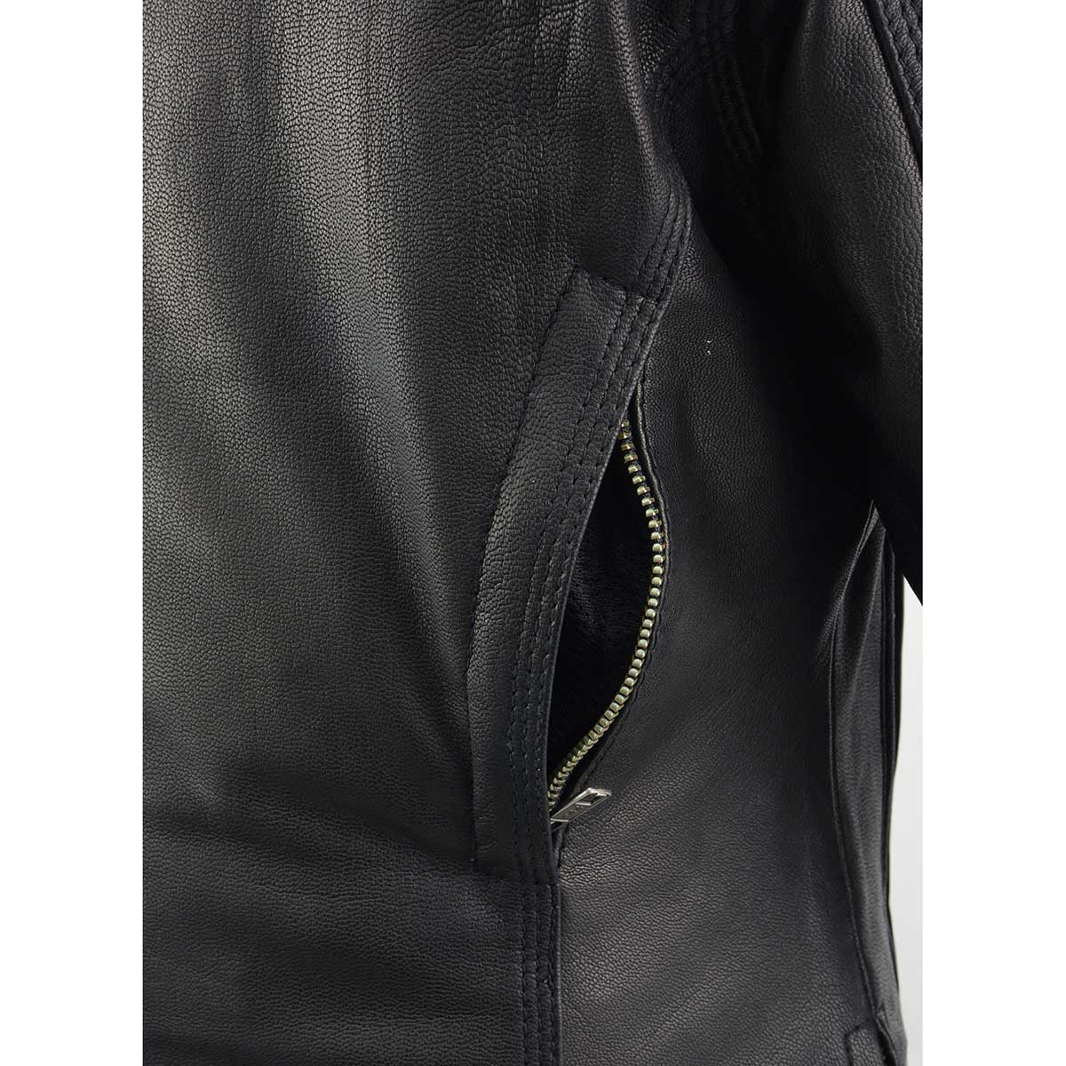 Milwaukee Leather MLL2551 Women's Scooter Black Leather Vented Lightweight Triple Stitch Motorcycle Jacket