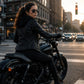 Milwaukee Leather Women’s Galactica Black Leather Vented Motorcycle Jacket with Removable Hoodie - MLL2575