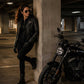 Milwaukee Leather Women’s Galactica Black Leather Vented Motorcycle Jacket with Removable Hoodie - MLL2575