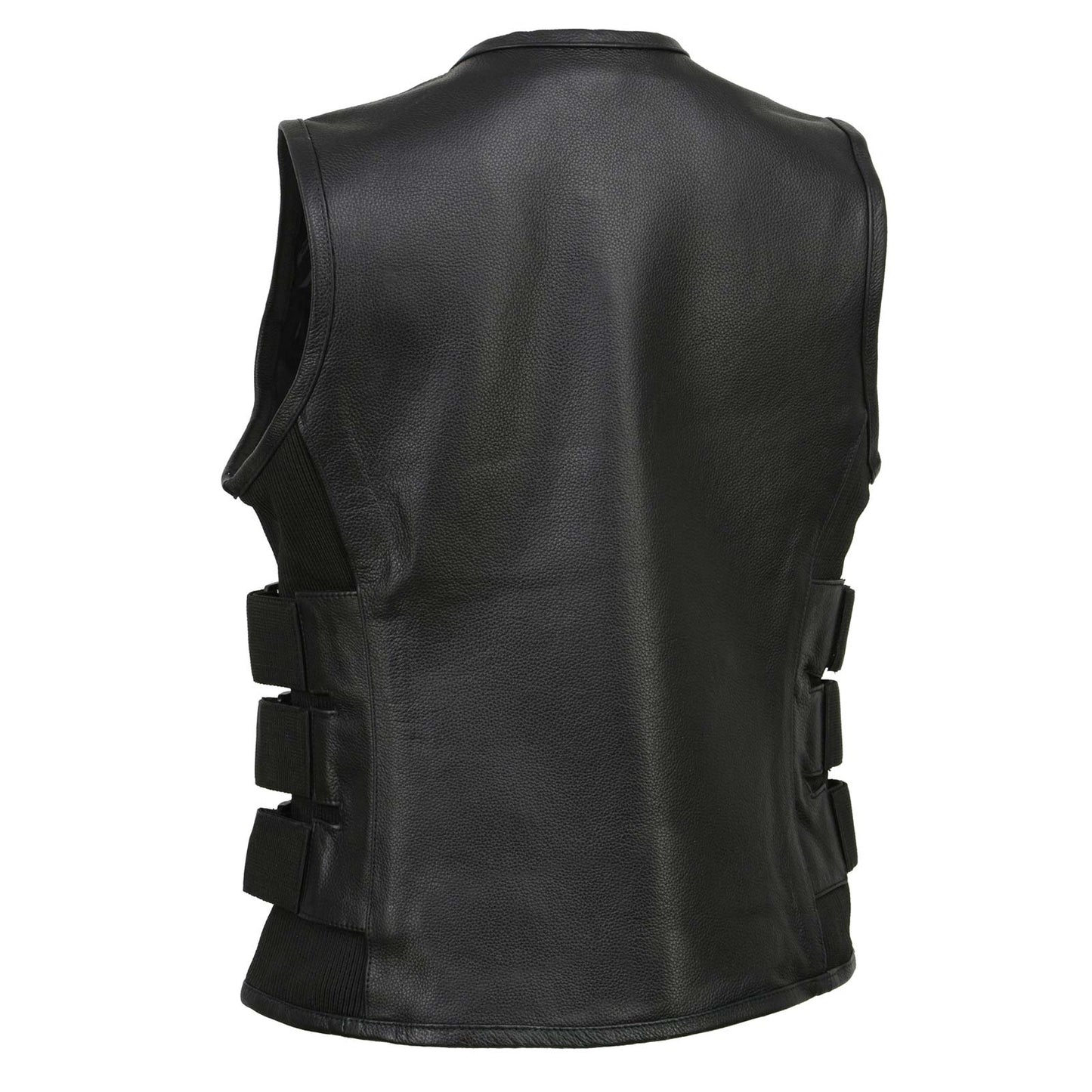 Milwaukee Leather MLL4501 Women's Tactical Swat Style Rider Leather Vest w/ Single Panel Back for Club Patches