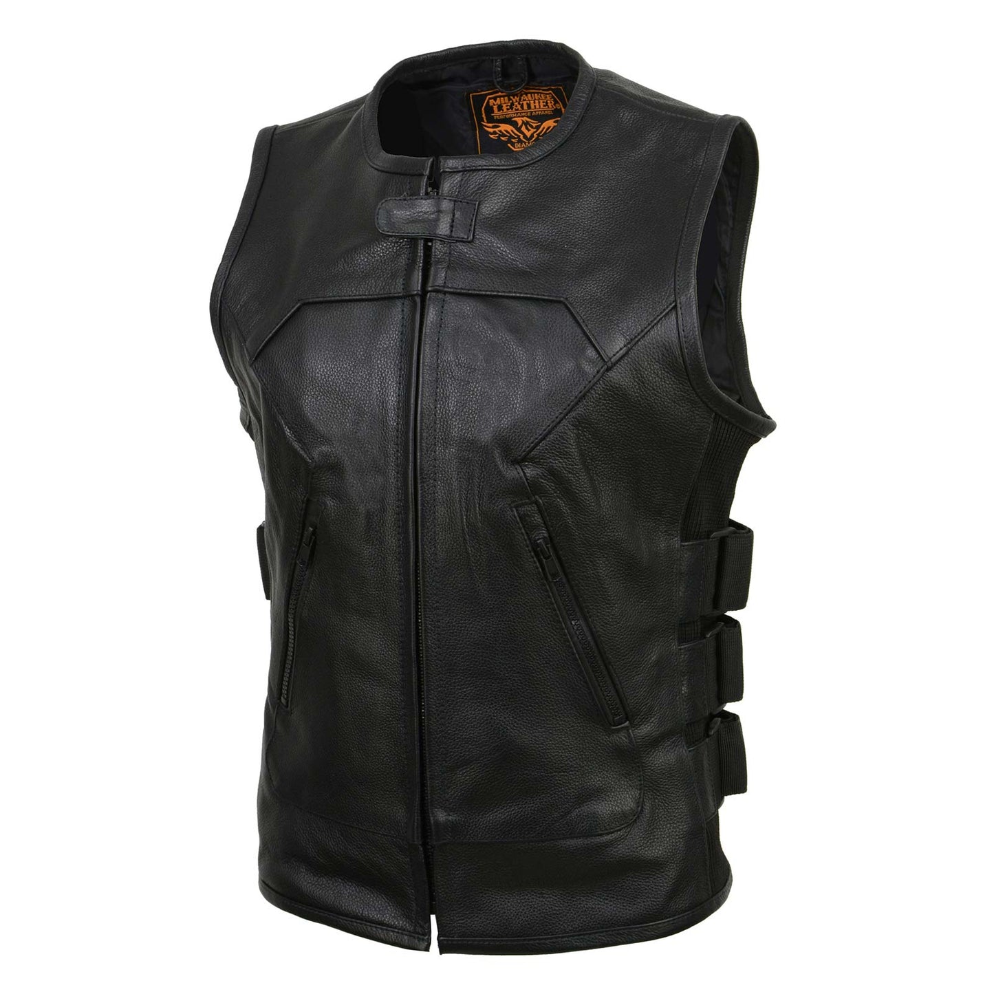 Milwaukee Leather MLL4501 Women's Tactical Swat Style Rider Leather Vest w/ Single Panel Back for Club Patches
