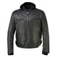 Milwaukee Leather MLM1523 Men's 'Scoundrel' Black Leather Fashion Motorcycle Riding Jacket w/ Removable Hoodie
