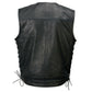 Milwaukee Leather MLM3504 Men's Black 'Pursuit' V Neck Club Style Motorcycle Leather Vest with Adjustable Side Laces