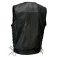 Milwaukee Leather MLM3504 Men's Black 'Pursuit' V Neck Club Style Motorcycle Leather Vest with Adjustable Side Laces