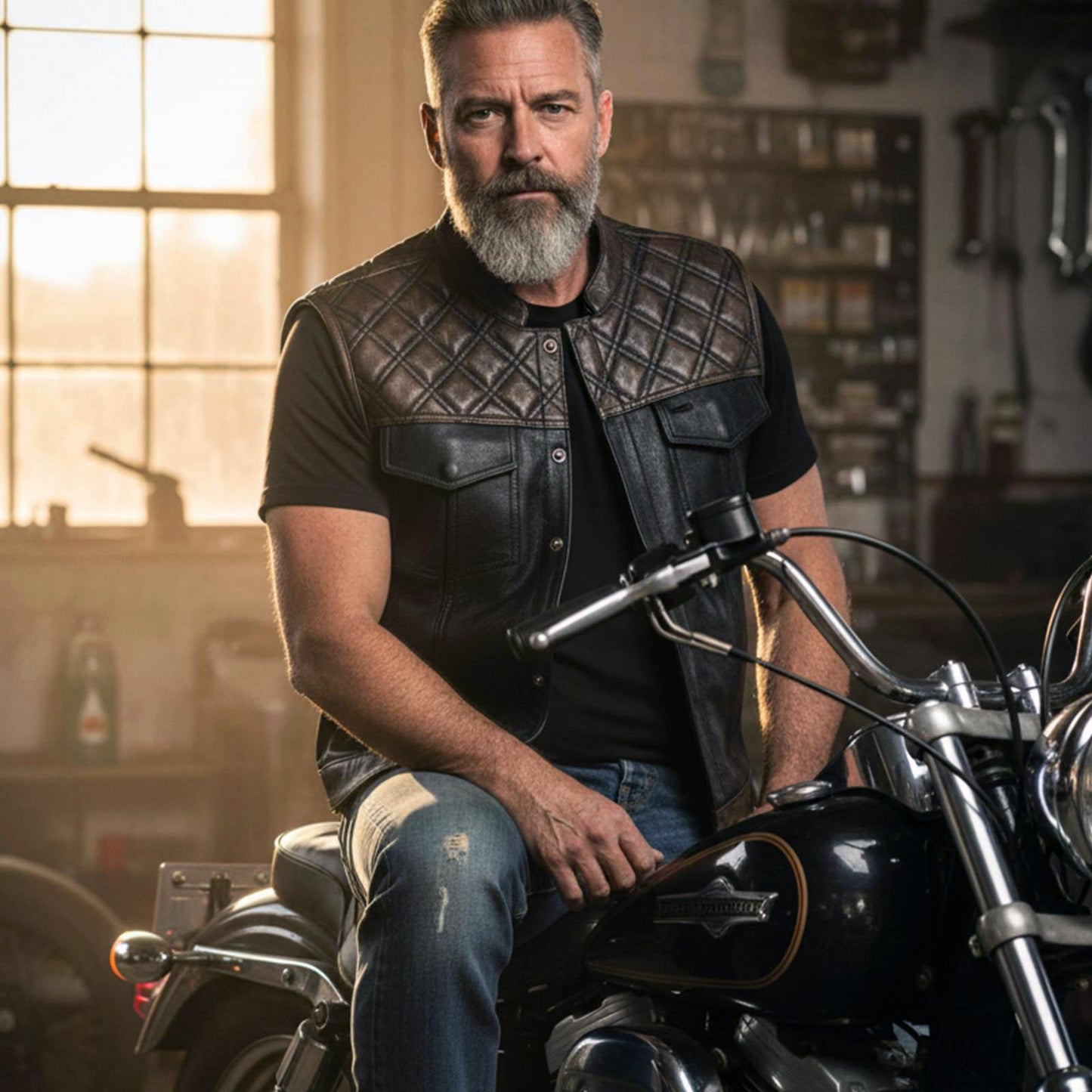 Milwaukee Leather MLM3528 Men's Black Paisley Lined Leather Vest w/ Neon Green Stitching & Armhole Trim