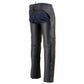 Milwaukee Leather Men's Black Cool-Tec Premium Leather Motorcycle Rider Chaps w/ 2 Zipper Thigh Pockets-MLM5502