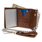 Milwaukee Leather Brown Full-Grain Crocodile-Stamped Tri-Fold Chain Wallet - MLW7849