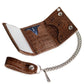 Milwaukee Leather Brown Full-Grain Crocodile-Stamped Tri-Fold Chain Wallet - MLW7849