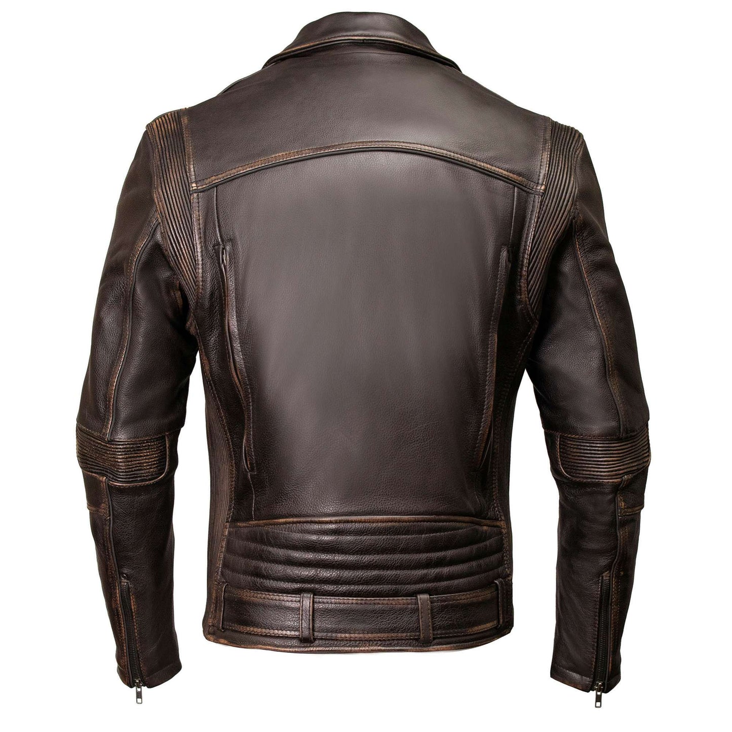 Milwaukee Motorcycle Clothing Co. Men's Unforgiven MC Style Vintage Brown Leather Jacket w/ Lapel Collar MMC10005