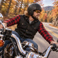 MMCC Men's Gridlock Black/Red 14 oz Denim & Plaid Armored Hooded Motorcycle Jacket - MMC10100
