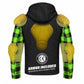 MMCC Men's Gridlock Black/Green 14 oz Denim & Plaid Armored Hooded Motorcycle Jacket - MMC10103