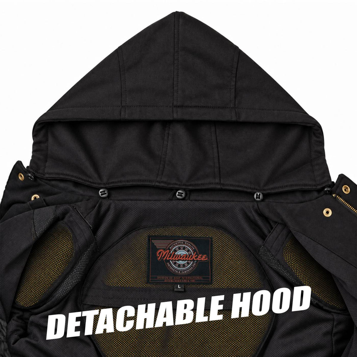 MMCC Men's Gridlock Black/Green 14 oz Denim & Plaid Armored Hooded Motorcycle Jacket - MMC10103