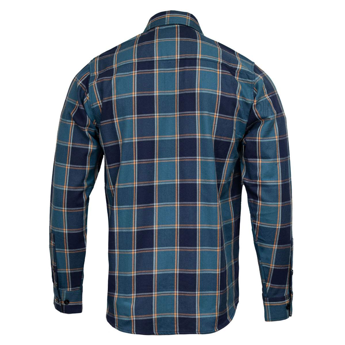 MMCC Men's The Kraken Blue Orange Cotton Long Sleeve Flannel Shirt - MMC11600