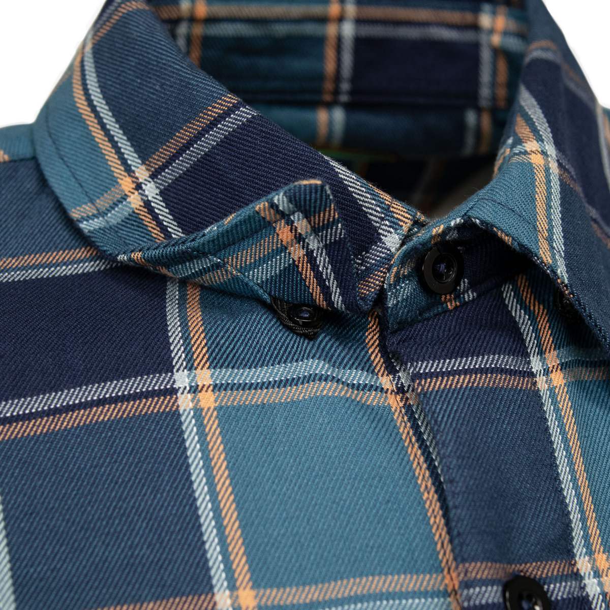 MMCC Men's The Kraken Blue Orange Cotton Long Sleeve Flannel Shirt - MMC11600