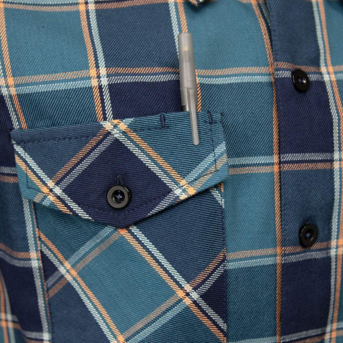 MMCC Men's The Kraken Blue Orange Cotton Long Sleeve Flannel Shirt - MMC11600