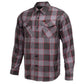 MMCC Men's The Shadow Grey Red Plaid Flannel Shirt - 100% Cotton with Microfiber Wipe Panel - MMC11603
