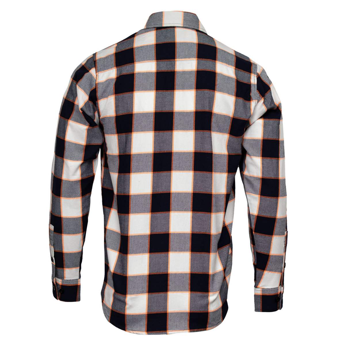 MMCC Men's Alpha Navy White Orange Cotton Long Sleeve Flannel Shirt - MMC11604