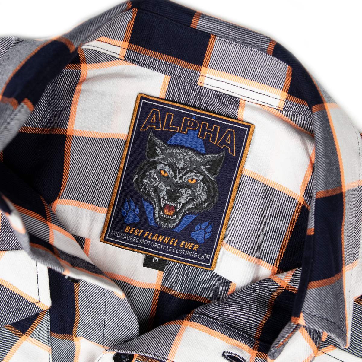 MMCC Men's Alpha Navy White Orange Cotton Long Sleeve Flannel Shirt - MMC11604