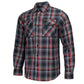 MMCC Men's Eclipse Grey Black Red Plaid Flannel Shirt - 100% Cotton with Microfiber Wipe Panel -MMC11605