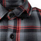 MMCC Men's Eclipse Grey Black Red Plaid Flannel Shirt - 100% Cotton with Microfiber Wipe Panel -MMC11605