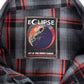 MMCC Men's Eclipse Grey Black Red Plaid Flannel Shirt - 100% Cotton with Microfiber Wipe Panel -MMC11605